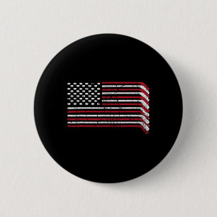 Usa Flag Hockey Sticks American Pride 4th Of July Button