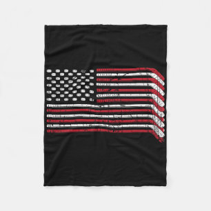 Usa Flag Hockey Sticks American Pride 4th Of July Fleece Blanket