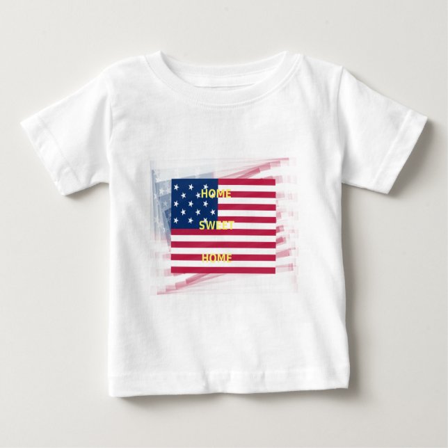 USA Flag "Home Sweet Home" Art Print Baby T-Shirt (Front)