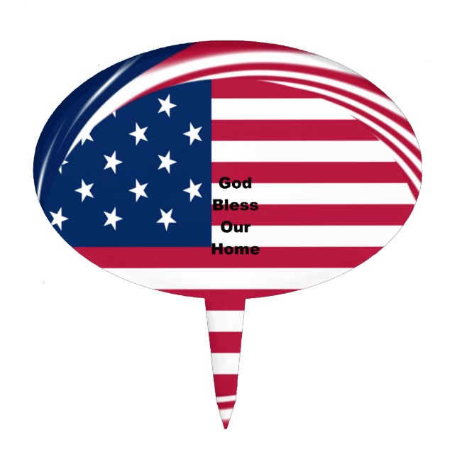 USA Flag "Home Sweet Home" Art Print Cake Topper (Front)