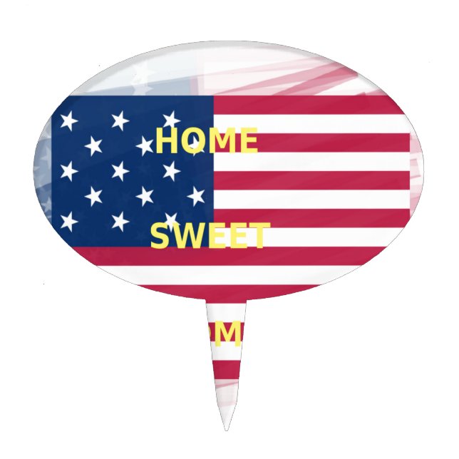 USA Flag "Home Sweet Home" Art Print Cake Topper (Front)