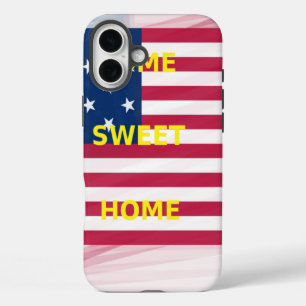 USA Flag "Home Sweet Home" Art Print iPhone 16 Plus Case