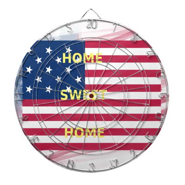 USA Flag "Home Sweet Home" Art Print Dart Board (Front)