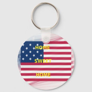 USA Flag "Home Sweet Home" Art Print Keychain