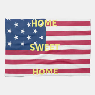 USA Flag "Home Sweet Home" Art Print Kitchen Towel