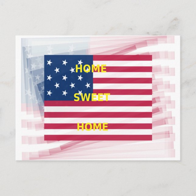 USA Flag "Home Sweet Home" Art Print Postcard (Front)