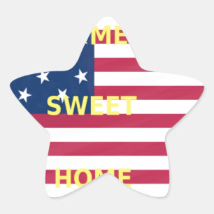USA Flag "Home Sweet Home" Art Print Star Sticker
