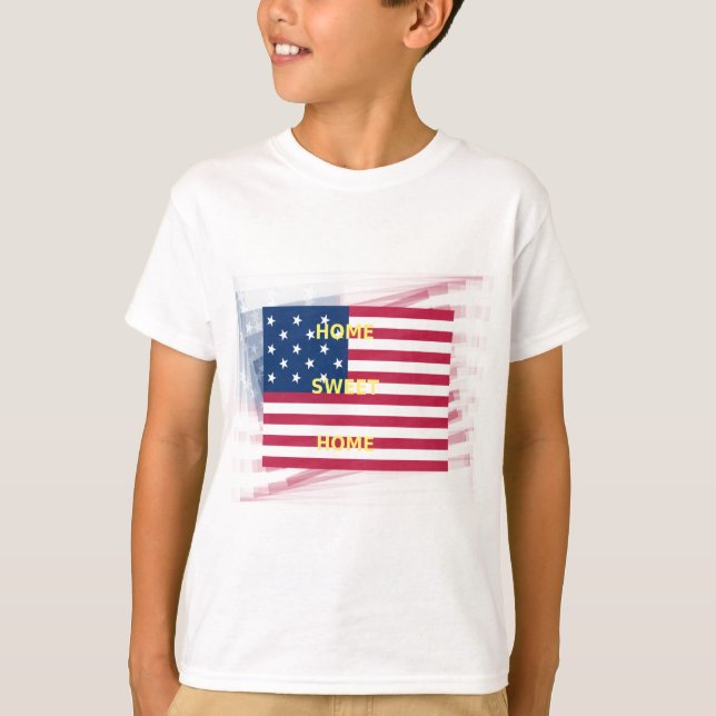USA Flag "Home Sweet Home" Art Print T-Shirt (Front)