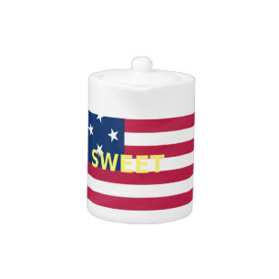 USA Flag "Home Sweet Home" Art Print Teapot