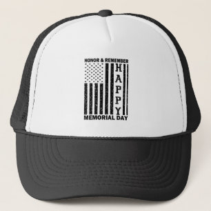 Usa Flag Honor Remember Happy Memorial Day Funny Trucker Hat