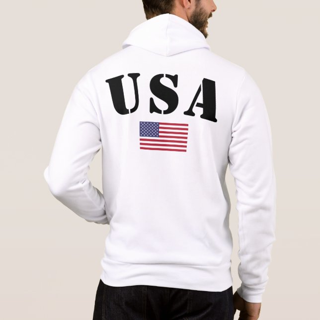 USA Flag Hoodie - Patriotic Men's Zipup Sweatshirt (Back)