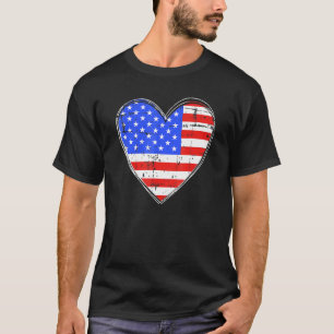 Usa Flag In Heart Shape For American Pride On 4th T-Shirt