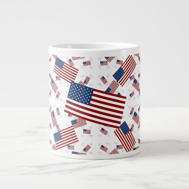 USA Flag in Layers Askew Giant Coffee Mug (Front)
