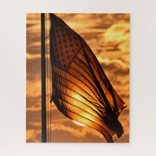 USA Flag in the Sunset - 16x20 - 520 pcs. Puzzle