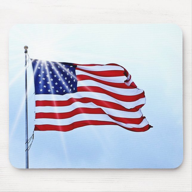 Usa flag in the wind mouse pad (Front)