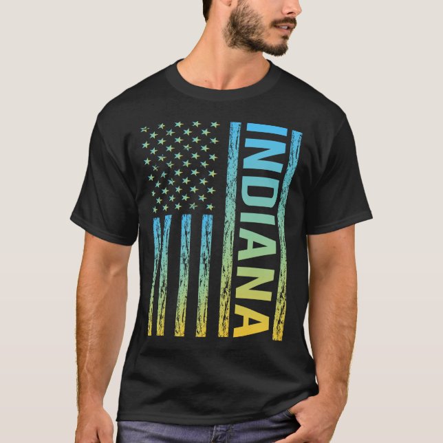 USA Flag - Indiana T-Shirt (Front)