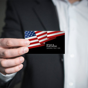 USA Flag   Insignia   Pop Art Black Business Card