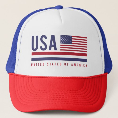 USA Flag  ISO Code Alpha_3 Design Trucker Hat