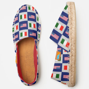 USA Flag & Italy Flag Pattern, Blue Light Gray BG Espadrilles