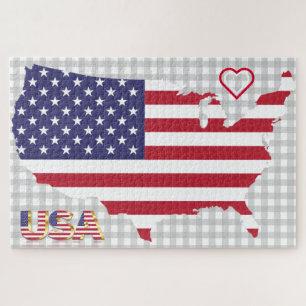 USA Flag Jigsaw Puzzle Map