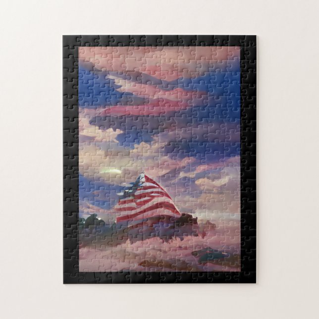 USA flag July 4 Memorial Day abstract digital art  Jigsaw Puzzle (Vertical)