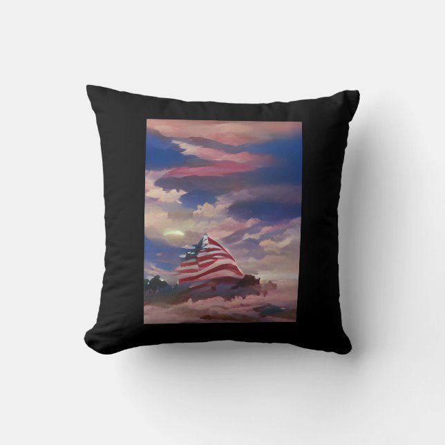 USA flag July 4 Memorial Day abstract digital art  Throw Pillow (Front)