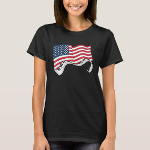 Usa Flag Keyboard Patriotic Pianist Classical Musi T-Shirt