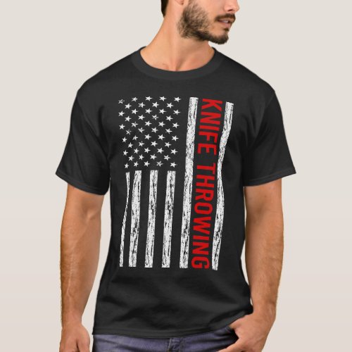 USA Flag Knife Throwing Knives T_Shirt