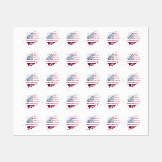 USA flag Labels (Sheet)