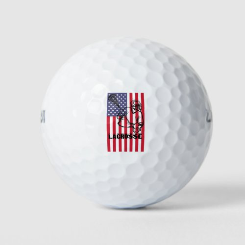 USA flag Lacrosse Unlimited lax player Golf Balls