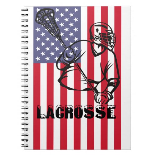 USA flag Lacrosse Unlimited lax player Notebook