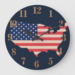 USA Flag  Large Clock