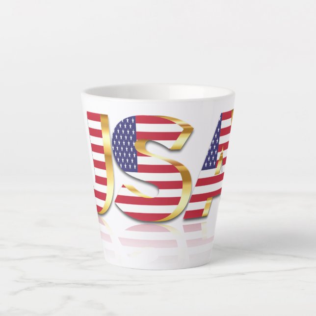USA Flag Latte Mug American Patriotic Gift (Front)