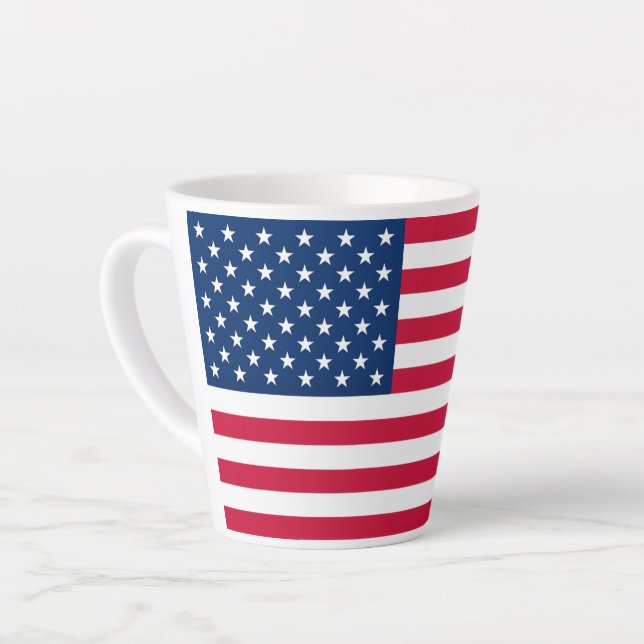 USA Flag Latte Mug Patriotic Gift (Left Angle)