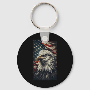 Usa Flag Ld Eagle Patriotic Red White Blue 4th Of Keychain