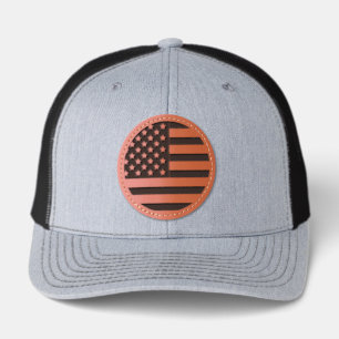 USA FLAG LEATHER PATCH HAT