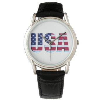 Usa Flag Lettering Watch by PattiJAdkins at Zazzle