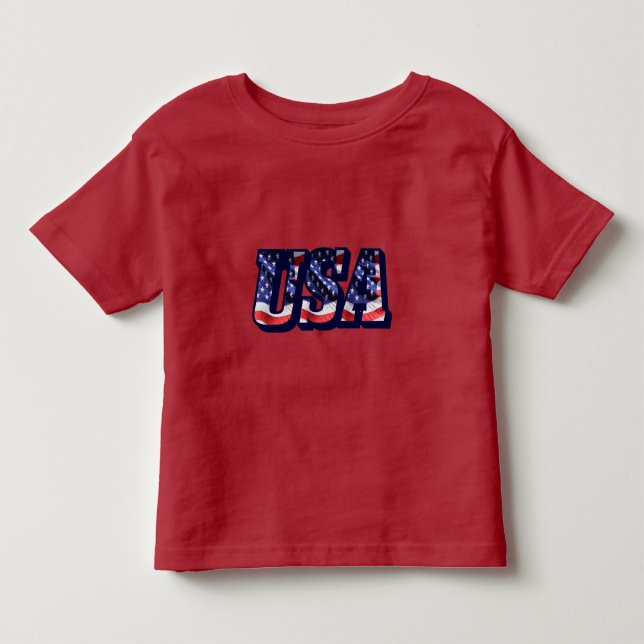 USA Flag Letters, American Flag Toddler T-Shirt (Front)