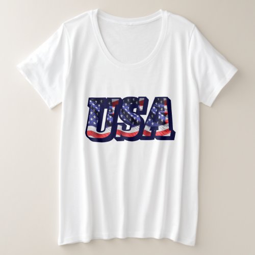 USA Flag Letters Flag Womens Plus_Sized T_Shirt