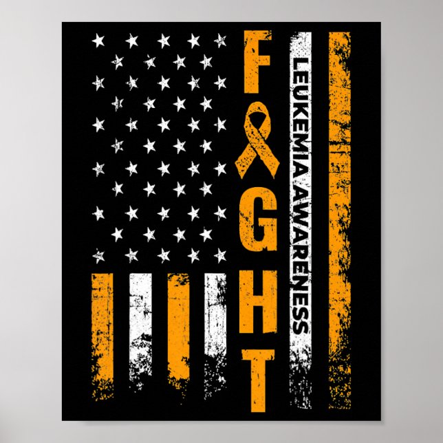 Usa Flag Leukemia Awareness Cancer Survivor Gift 1 Poster (Front)