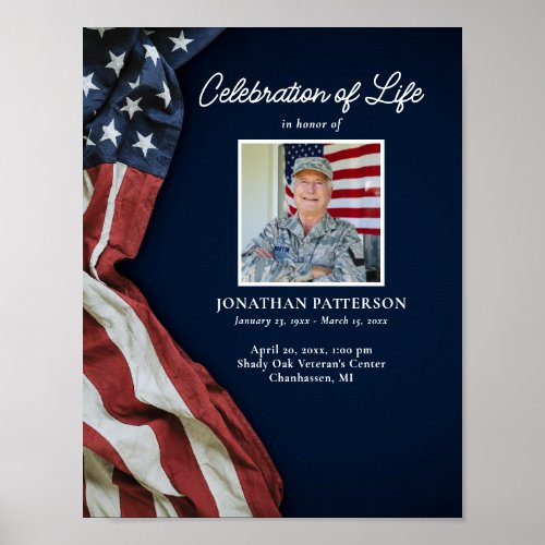 USA Flag Life Celebration Photo Download Funeral Poster