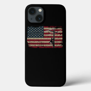 USA Flag Lineman Patriotic Electrician Gift iPhone 13 Case