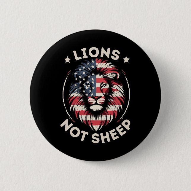 USA FLAG , LIONS NOT SHEEP BUTTON (Front)