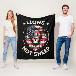 USA FLAG , LIONS NOT SHEEP FLEECE BLANKET
