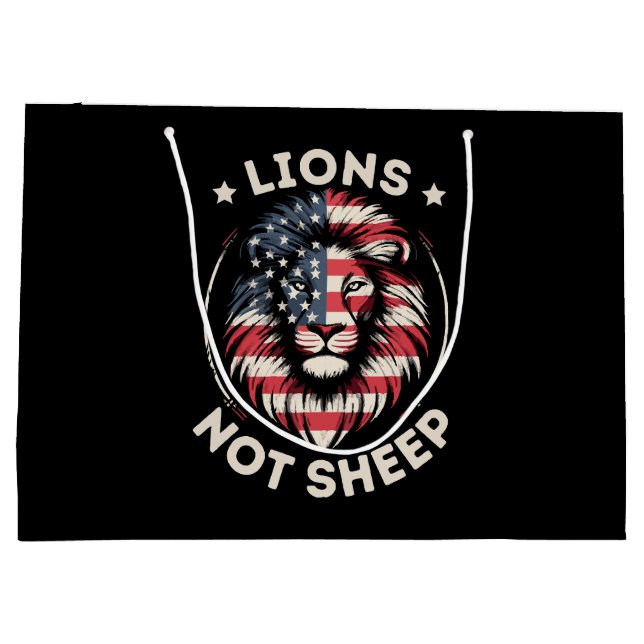 USA FLAG , LIONS NOT SHEEP LARGE GIFT BAG (Back)