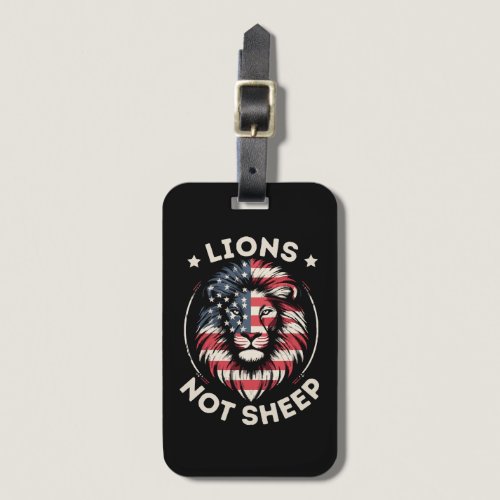 USA FLAG , LIONS NOT SHEEP LUGGAGE TAG