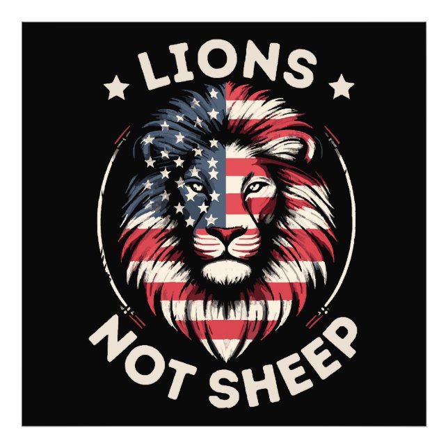 USA FLAG , LIONS NOT SHEEP PHOTO PRINT (Front)