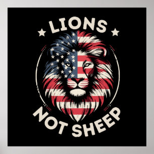 USA FLAG , LIONS NOT SHEEP POSTER