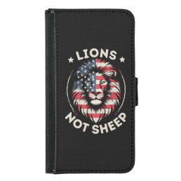 USA FLAG , LIONS NOT SHEEP SAMSUNG GALAXY S5 WALLET CASE