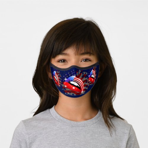 USA Flag Lipstick on Sensual Lips Premium Face Mask